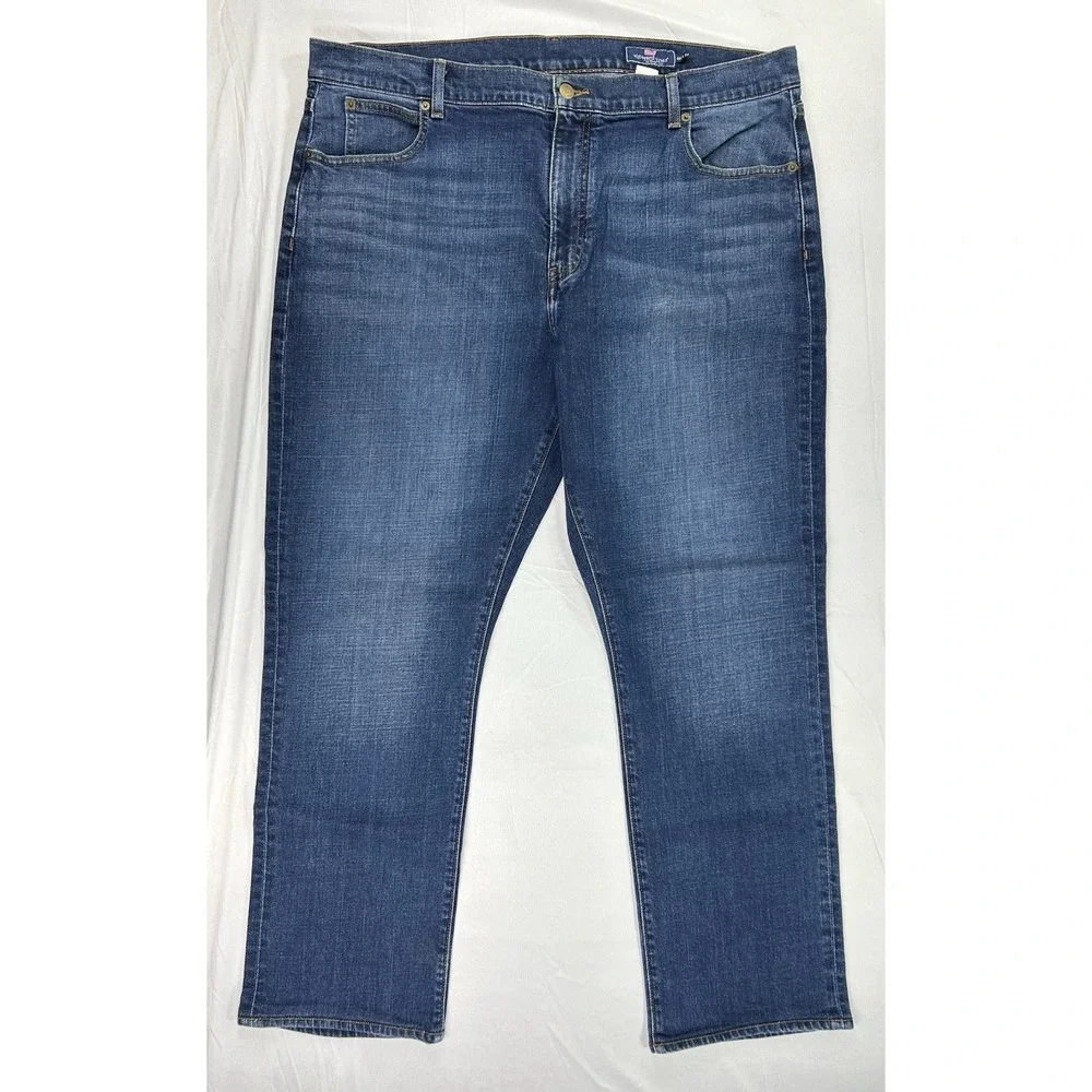 Vineyard Vines‎ Men's Blue Straight Denim Jeans Cotton Button Zip 5-Pocket Solid